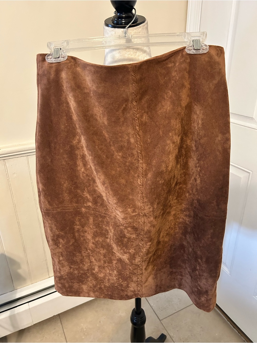 NWT Ivanka Trump Cognac Brown Faux Suede Pencil Skirt/Size 8